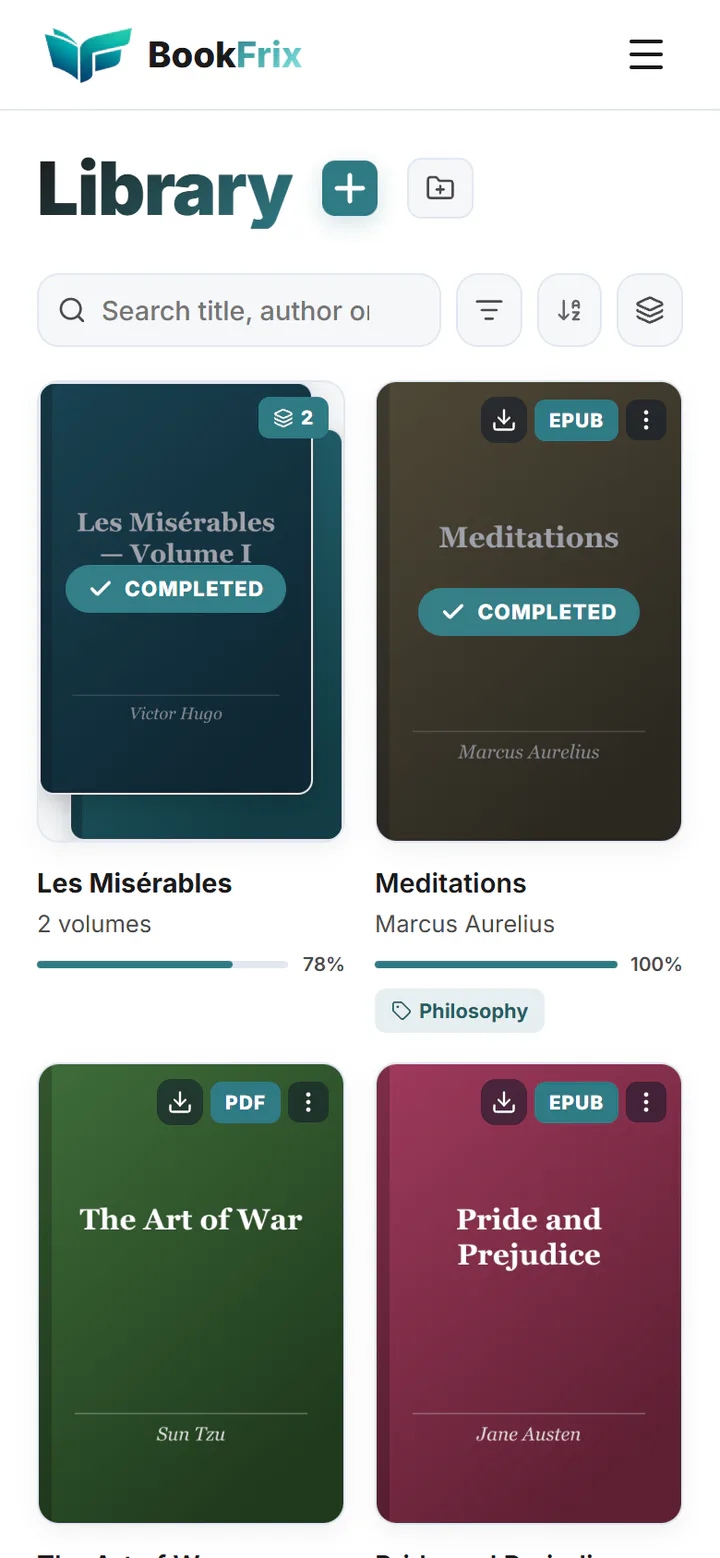 The BookFrix library on a phone